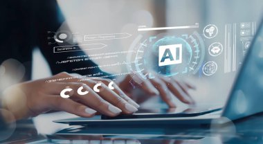 Yapay zeka mühendisliği, büyük veri ve yapay zeka makinesi kavramında yapay zeka beyin işlemcisiyle iş desteği için üretken yapay zeka kullanmayı öğrenen insan etkileşimi. EIDE