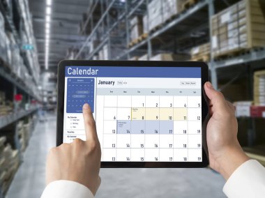 Calendar on computer software application for schedule planning for personal organizer and online business snugly