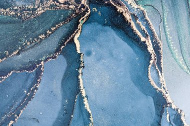 Mermer mürekkep soyut sanatının orijinal resmi. Örnek bir orjinal tablodan yüksek çözünürlüklü fotoğraf. Karargah kağıt dokusuna pürüzsüz mermer desen oluşturmak için soyut resim yapıldı.