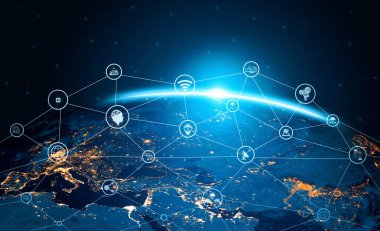 Küresel İş Büyümesi için 5G İletişim Teknolojisi Kablosuz İnternet Ağı, Sosyal Medya, Dijital E-ticaret ve Eğlence Evi Kullanımı. uds