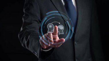 Yapay zeka mühendisliği, büyük veri ve yapay zeka makinesi kavramında yapay zeka beyin işlemcisiyle iş desteği için üretken yapay zeka kullanmayı öğrenen insan etkileşimi. Kullanıcı Kimliği