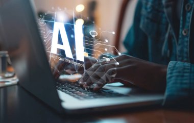 Yapay zeka mühendisliği, büyük veri ve yapay zeka makinesi kavramında yapay zeka beyin işlemcisiyle iş desteği için üretken yapay zeka kullanmayı öğrenen insan etkileşimi. EIDE