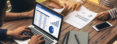 Spreadsheet document information financial startup concept. data and graphs in spreadsheet documents for online analysis project dashboard accounting digital snugly