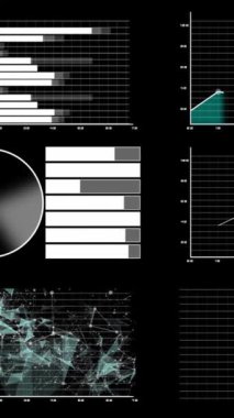 Bilgi grafiğindeki büyük veri analizi için gelecekteki kullanıcı arayüzü paneli. Dijital teknoloji konsepti için HUD GUI metin numarası grafik ögesi .