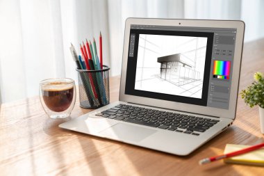 Mimari iş ve profesyonel tasarımcı için mimari tasarım modem yazılım uygulaması