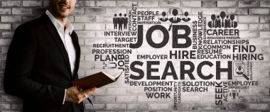 İnsan Kaynakları İşe Alma ve İnsan Ağı Konsepti. Modern grafik arayüzü profesyonel eleman alımını ve personel arayışını gösteriyor. uds