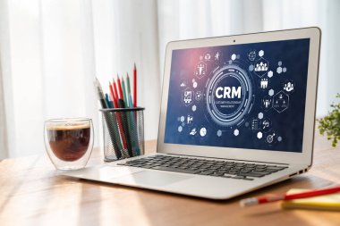 CRM işletme ve işletme için modern bilgisayarda müşteri ilişkileri yönetim sistemi