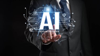 Yapay zeka mühendisliği, büyük veri ve yapay zeka makinesi kavramında yapay zeka beyin işlemcisiyle iş desteği için üretken yapay zeka kullanmayı öğrenen insan etkileşimi. Faas