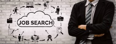 İnsan Kaynakları İşe Alma ve İnsan Ağı Konsepti. Modern grafik arayüzü profesyonel eleman alımını ve personel arayışını gösteriyor. uds