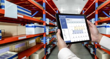 Calendar on computer software application for schedule planning for personal organizer and online business snugly
