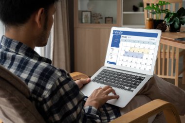 Calendar on computer software application for schedule planning for personal organizer and online business snugly