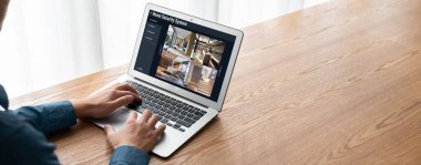 Online home security system showing live view of cctv cameras around the private property snugly