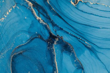 Mermer mürekkep soyut sanatının orijinal resmi. Örnek bir orjinal tablodan yüksek çözünürlüklü fotoğraf. Karargah kağıt dokusuna pürüzsüz mermer desen oluşturmak için soyut resim yapıldı.