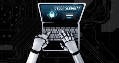 Bilgisayar ekranındaki siber güvenlik sistemi özel bilgileri hacker ve siber saldırı 3D illüstrasyonlarından rahatça korur