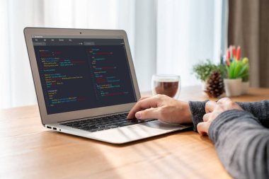 Model uygulama ve program kodlaması için bilgisayar ekranında yazılım geliştirme programlama