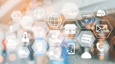 Çevrimiçi perakende sektörünün Omni kanal teknolojisi. Sosyal medya platformunda çok kanallı pazarlama internet ödeme kanalı, çevrimiçi perakende alışveriş ve her türlü dijital uygulama hizmeti sunmaktadır. uds