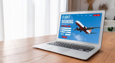 Online uçuş rezervasyon sitesi mod rezervasyon sistemi sağlar. Seyahat teknolojisi kavramı .