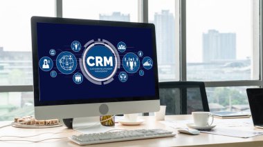 CRM işletme ve işletme için modern bilgisayarda müşteri ilişkileri yönetim sistemi