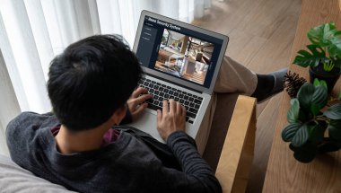 Online home security system showing live view of cctv cameras around the private property snugly