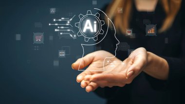 Yapay zeka mühendisliği, büyük veri ve yapay zeka makinesi kavramında yapay zeka beyin işlemcisiyle iş desteği için üretken yapay zeka kullanmayı öğrenen insan etkileşimi. Faas