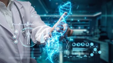 Laboratuvarda geçmişi bulanık dururken, doktorun DNA örneği hologramını göstermesine yakın dur. Teknoloji kullanarak genetik bozukluk analizi ve teşhisi koyan yetenekli bir tıp çalışanı. İyileştirici.