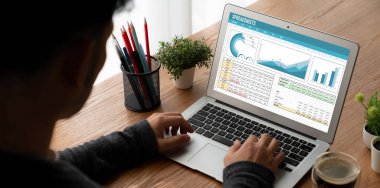 Spreadsheet document information financial startup concept. data and graphs in spreadsheet documents for online analysis project dashboard accounting digital snugly