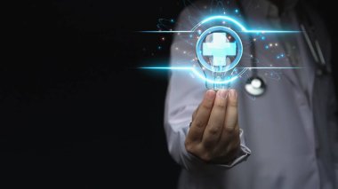 Tıbbi haç hologramıyla ampul toplayan zeki doktorlara yaklaş. Yetenekli pratisyen holografik sistem yeniliklerine erişim ve temsilcilik yapıyor. Tıbbi tedavi. İyileştirici.
