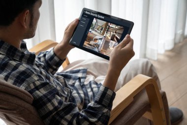 Online home security system showing live view of cctv cameras around the private property snugly