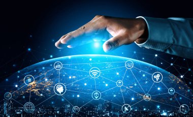 Küresel İş Büyümesi için 5G İletişim Teknolojisi Kablosuz İnternet Ağı, Sosyal Medya, Dijital E-ticaret ve Eğlence Evi Kullanımı. uds