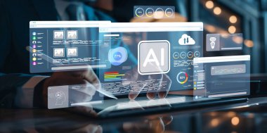 Yapay zeka mühendisliği, büyük veri ve yapay zeka makinesi kavramında yapay zeka beyin işlemcisiyle iş desteği için üretken yapay zeka kullanmayı öğrenen insan etkileşimi. EIDE