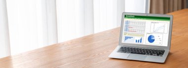 Spreadsheet document information financial startup concept. data and graphs in spreadsheet documents for online analysis project dashboard accounting digital snugly