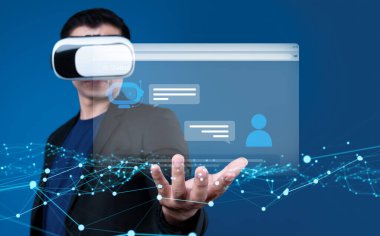 Yapay zeka sanal asistanı Chatbot ile yapay zeka konsepti ile insan etkileşimi, yapay zeka mühendisliği, LLM yapay zeka derin öğrenimi iş desteği için üretken yapay zeka kullanımı. FaaS