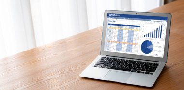 Spreadsheet document information financial startup concept. data and graphs in spreadsheet documents for online analysis project dashboard accounting digital snugly
