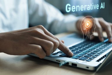 Yapay zeka mühendisliği, büyük veri ve yapay zeka makinesi kavramında yapay zeka beyin işlemcisiyle iş desteği için üretken yapay zeka kullanmayı öğrenen insan etkileşimi. Faas