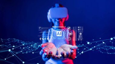 Yapay zeka mühendisliği, büyük veri ve yapay zeka makinesi kavramında yapay zeka beyin işlemcisiyle iş desteği için üretken yapay zeka kullanmayı öğrenen insan etkileşimi. Faas