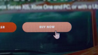 İlginç ürünleri çevrimiçi mağaza uygulamasından almak için şimdi satın al düğmesine tıklayın. Tüketici e-ticaret web sitesi internet üzerinden alışveriş yapıyor. Uygun konsept için çevrimiçi teknoloji. Webography.