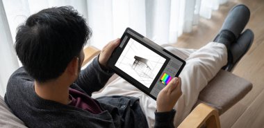 Mimari iş ve profesyonel tasarımcı için mimari tasarım modem yazılım uygulaması