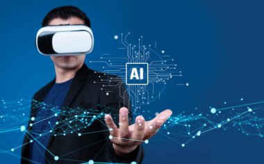 Yapay zeka mühendisliği, büyük veri ve yapay zeka makinesi kavramında yapay zeka beyin işlemcisiyle iş desteği için üretken yapay zeka kullanmayı öğrenen insan etkileşimi. Faas