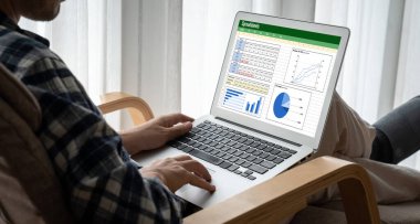 Spreadsheet document information financial startup concept. data and graphs in spreadsheet documents for online analysis project dashboard accounting digital snugly
