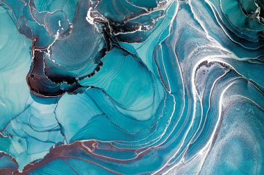 Mermer mürekkep soyut sanatının orijinal resmi. Örnek bir orjinal tablodan yüksek çözünürlüklü fotoğraf. Karargah kağıt dokusuna pürüzsüz mermer desen oluşturmak için soyut resim yapıldı.