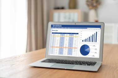 Spreadsheet document information financial startup concept. data and graphs in spreadsheet documents for online analysis project dashboard accounting digital snugly