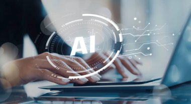 Yapay zeka mühendisliği, büyük veri ve yapay zeka makinesi kavramında yapay zeka beyin işlemcisiyle iş desteği için üretken yapay zeka kullanmayı öğrenen insan etkileşimi. EIDE