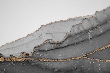 Mermer mürekkep soyut sanatının orijinal resmi. Örnek bir orjinal tablodan yüksek çözünürlüklü fotoğraf. Karargah kağıt dokusuna pürüzsüz mermer desen oluşturmak için soyut resim yapıldı.