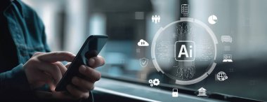 Yapay zeka mühendisliği, büyük veri ve yapay zeka makinesi kavramında yapay zeka beyin işlemcisiyle iş desteği için üretken yapay zeka kullanmayı öğrenen insan etkileşimi. EIDE