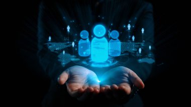 İş adamı ağ kurar, değerli bağlantılar kurar. Profesyonel ağı ve fırsatları genişletmek için etkili insan ağ oluşturma stratejileri UUID