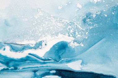 Mermer mürekkep soyut sanatının orijinal resmi. Örnek bir orjinal tablodan yüksek çözünürlüklü fotoğraf. Karargah kağıt dokusuna pürüzsüz mermer desen oluşturmak için soyut resim yapıldı.