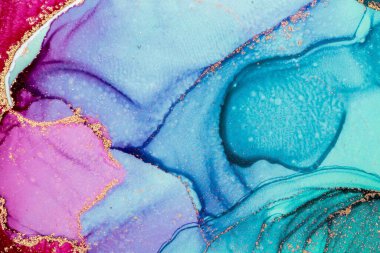 Mermer mürekkep soyut sanatının orijinal resmi. Örnek bir orjinal tablodan yüksek çözünürlüklü fotoğraf. Karargah kağıt dokusuna pürüzsüz mermer desen oluşturmak için soyut resim yapıldı.