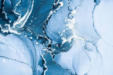 Mermer mürekkep soyut sanatının orijinal resmi. Örnek bir orjinal tablodan yüksek çözünürlüklü fotoğraf. Karargah kağıt dokusuna pürüzsüz mermer desen oluşturmak için soyut resim yapıldı.