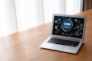 CRM işletme ve işletme için modern bilgisayarda müşteri ilişkileri yönetim sistemi