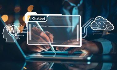 Yapay zeka sanal asistanı Chatbot ile yapay zeka konsepti ile insan etkileşimi, yapay zeka mühendisliği, LLM yapay zeka derin öğrenimi iş desteği için üretken yapay zeka kullanımı. EIDE